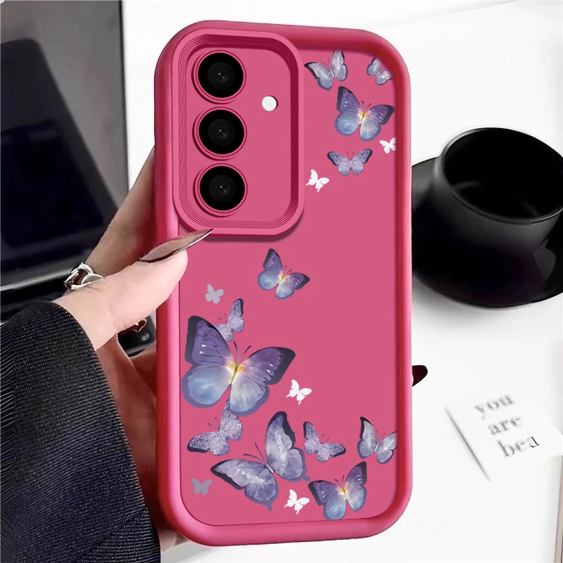 (rosa) Capa Macia Com Estampa De Borboleta Para Celular Samsung A16 5g