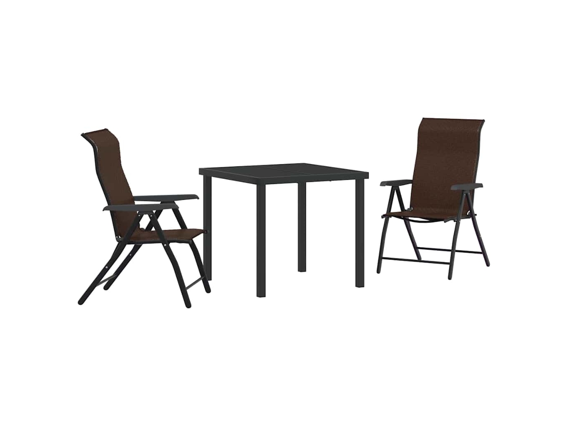 Conjunto de Móveis para Jardim HARLANV1 com 5 Pcs para Refeição Vime e Polipropileno Preto