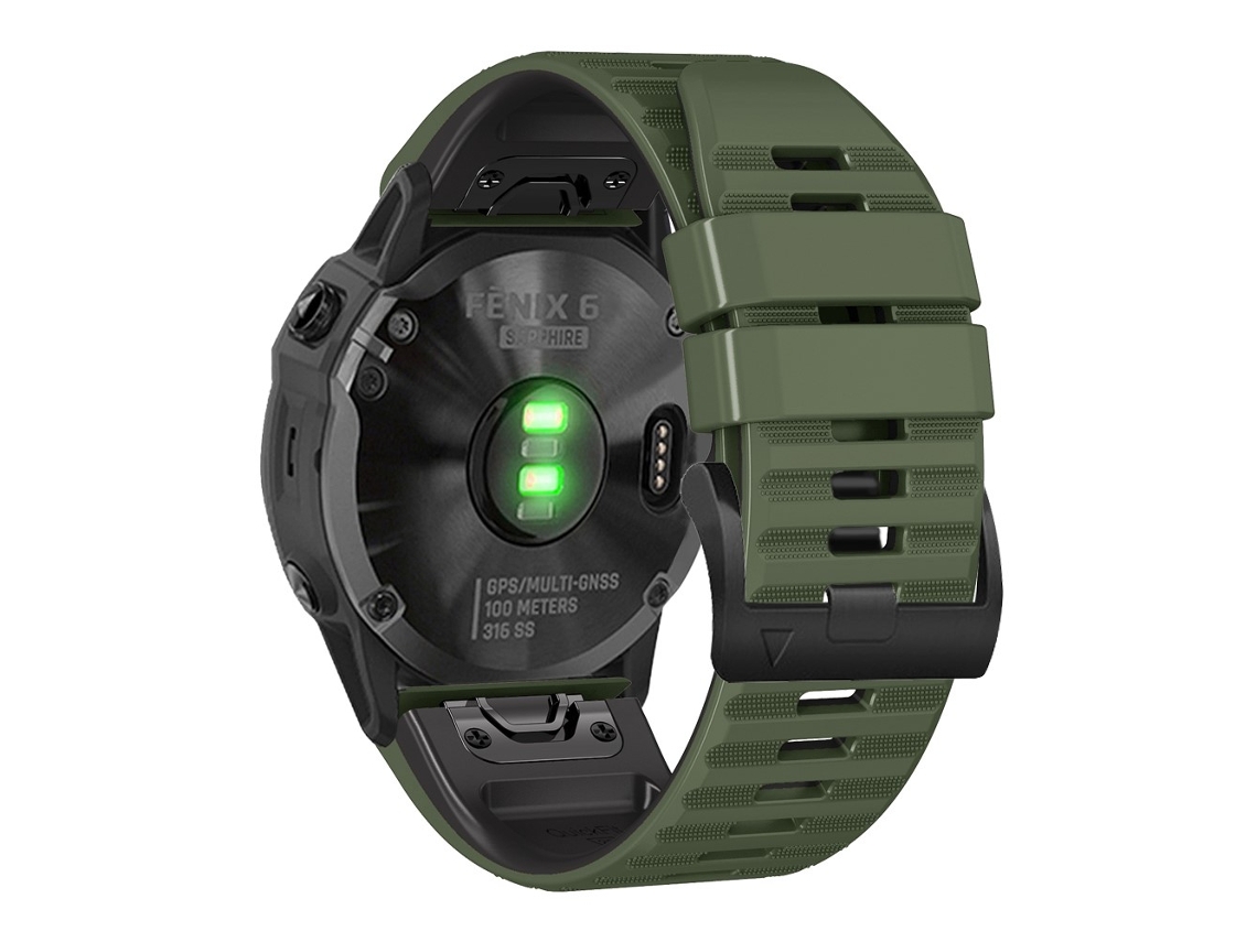 Bracelete Silicone Listras Horizontais Ajustáveis para Garmin Tactix Delta/Enduro Exército Verde/Preto