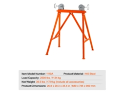Suporte Para Tubos, Rolos Ajustáveis, Capacidade De 2500 Lbs, Suporte Para Tubo