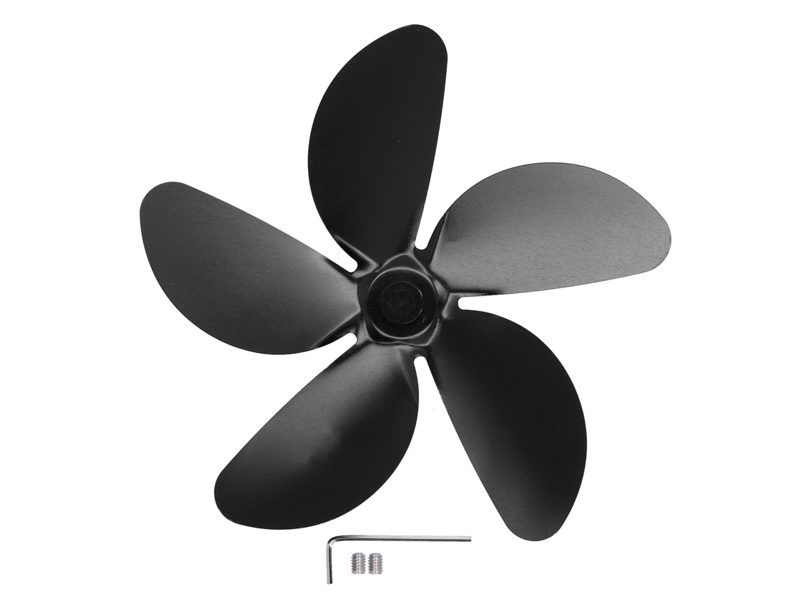 Hélice Ventiladora Universal Primerox, para Lareira, 5 Páginas, Alumínio Preto