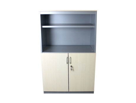 Estante em Metal Cinza com Madeira e 2 Portas 80x45x131,5cm.