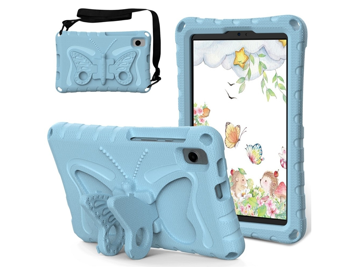Capa Butterfly Em Eva Para Samsung Galaxy Tab A9, Azul Claro Antichoque