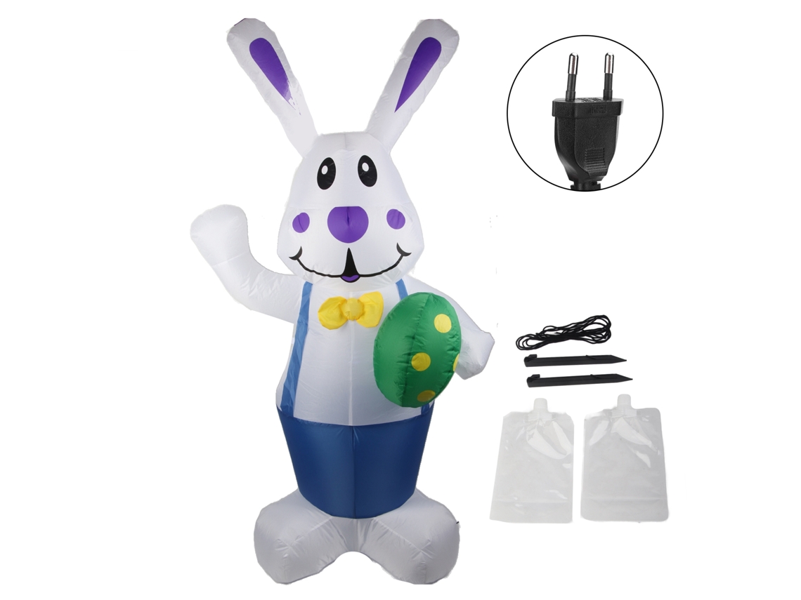Decoração Jardim Coelho Azul Páscoa Luzes Led À Prova De Água