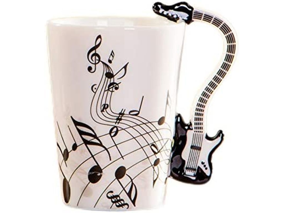 Caneca de Cerâmica Nova Line Estilo Guitarra Elétrica Preta 8.5oz | S/MARCA