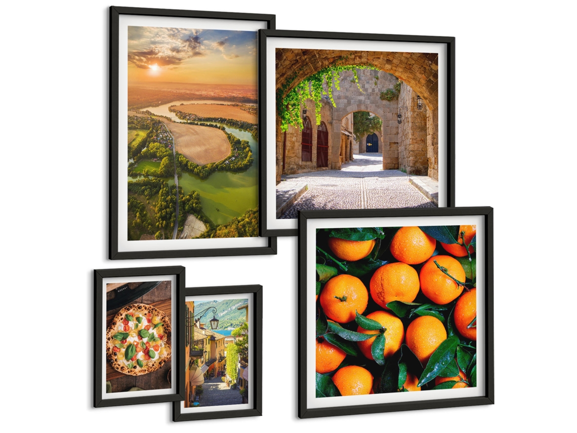 Conjunto De Pinturas Paisagens Da Natureza Sabores Italianos Espelharte (5 Peças)