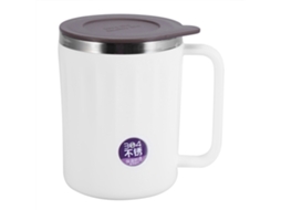 EIOORORRIY Caneca térmica de aço inoxidável com alça e tampa (branca)
