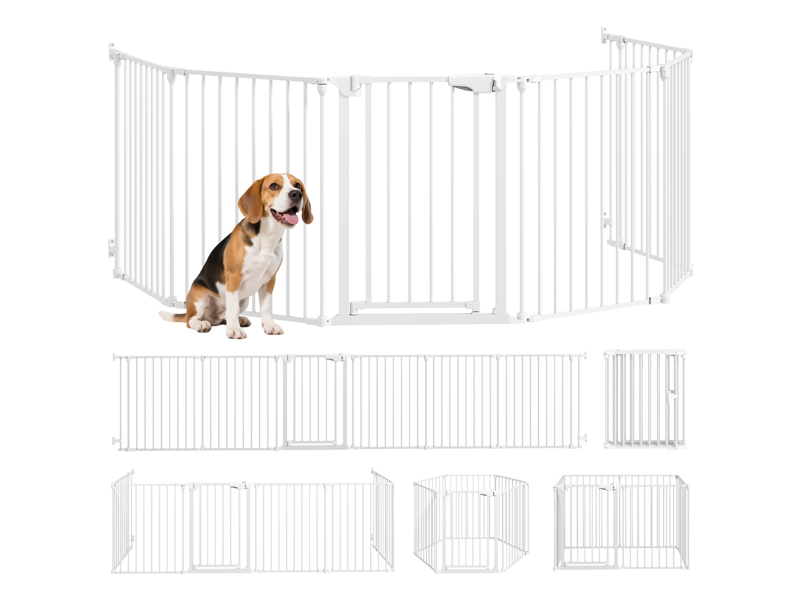 Porta de segurança Dobrável Metálico e Modular para Cão e Criança, 6 Painéis de 61 X 75 Cm Branco