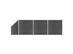 Vidaxl Conjunto De Painel De Vedação Wpc 619x(105-186) Cm Preto