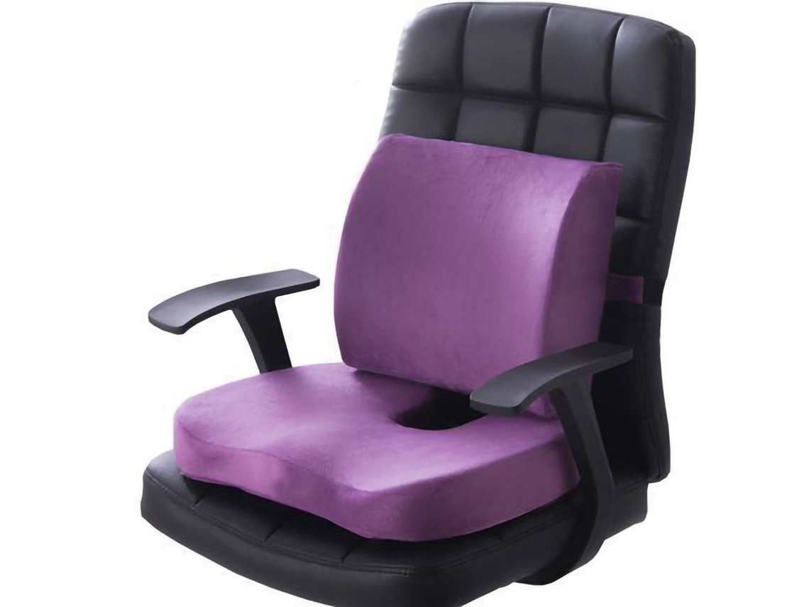 Conjunto almofada apoio lombar cadeira poliéster confortável escritório casa roxo S/MARCA