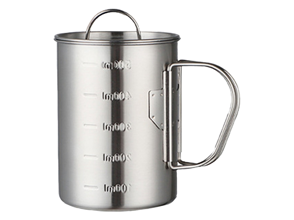 Copo de Camping Inox 500ml com Tampa e Escala
