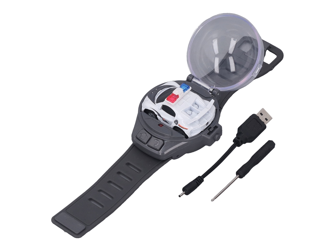 Brinquedo Carro Controle Remoto Mini Usb Branco Relógio