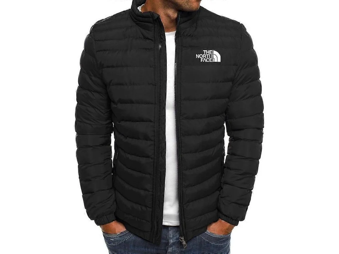 Chaqueta de Invierno Homem Algodão Suave Casual Cremallera XL Preto