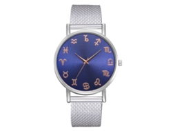 Relógio de pulso masculino casual com mostrador redondo e movimento de quartzo (prata rosa)
