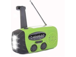 Rádio solar AQUAFORGE de emergência com manivela, meteorológico, lanterna LED e carregador de celular