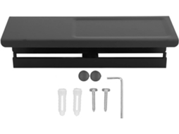 Suporte Duplo Para Papel Higiênico Com Prateleira, Preto, 30x 10x 8cm, Suporte De Parede Para Papel Higiênico, Liga De