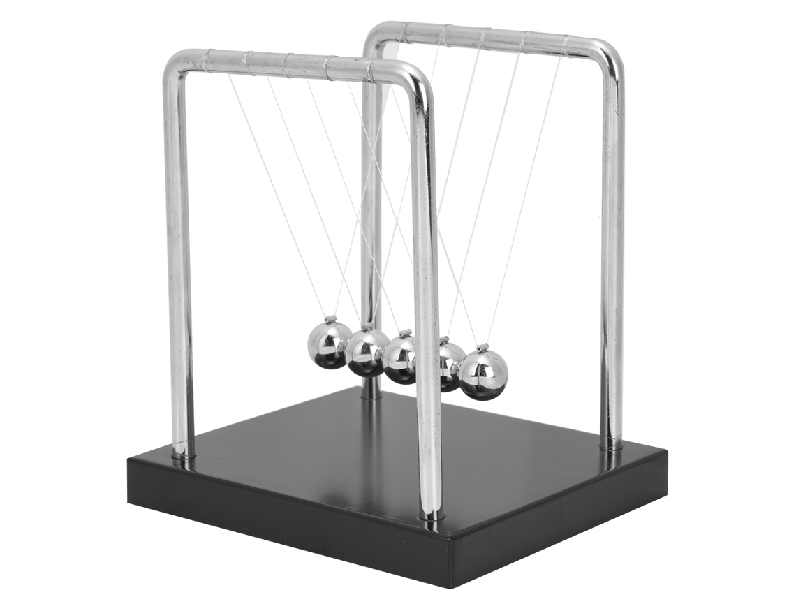Pêndulo Newton Bola Base Madeira Brinquedo Educativo Mesa