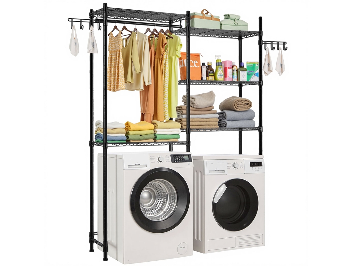 Suporte Para Máquina De Lavar Roupa Vevor De 2 Filas E 5 Níveis, Preto