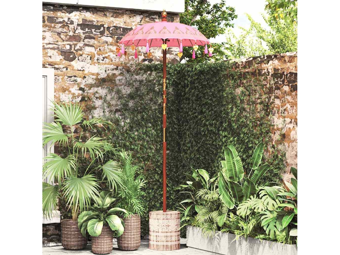 Vidaxl Parasol Balinês Com Base Rosa 95 X 95 X 260 Cm