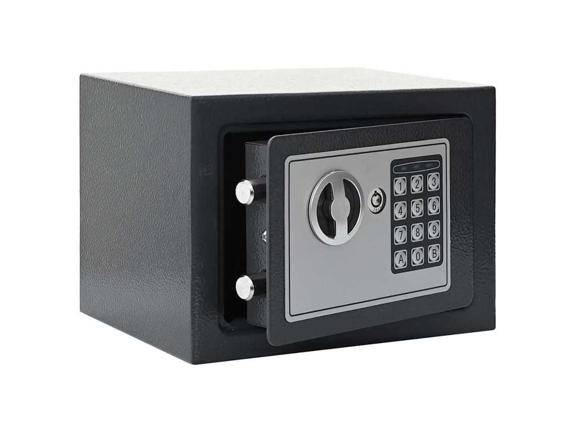 Vidaxl Cofre Digital Com Bloqueio Cinzento Escuro 23 X 17 X 17 Cm Aço