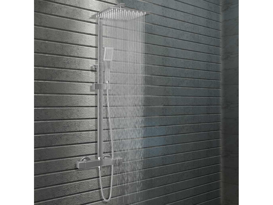 Vidaxl Conjunto Duche Com Dois Chuveiros E Termostato Aço Inoxidável
