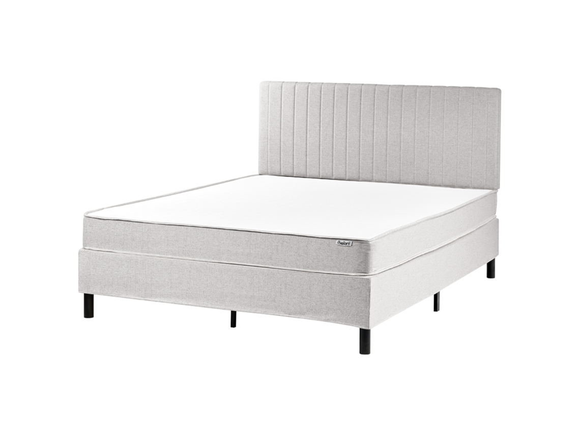 Cama Continental Beliani Countess De Tela Gris 161x201x114