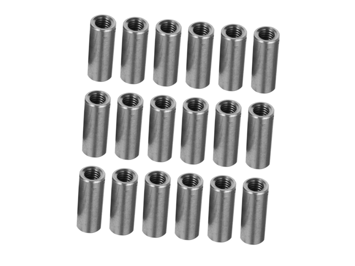 Conjunto de 20 porcas cilíndricas reforçadas em aço inoxidável 304 para soldagem.