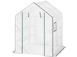 Estufa Externa Branco Com 6 Prateleiras, Porta De Enrolar, Cobertura Pe E Estrutura Aço 140x143x190 Cm