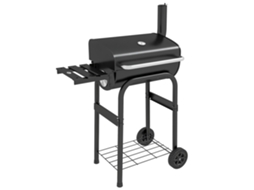 Carrinho Para Churrasco A Carvão Com Prateleiras, Rodas, Tampa, Termômetro, Chaminé, Metal Preto