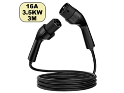 Cabo de Carregamento Carro Elétrico Tipo 2 a Tipo 2, 3.5kw 16a Monofásico, para Wallbox, Impermeável Ip55, 3m SZSMART