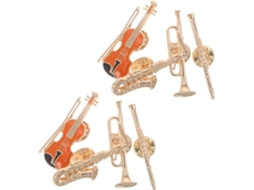 Conjunto De 8 Broches De Instrumentos Musicais Em Metal, Incluindo Violino E Clarinete.