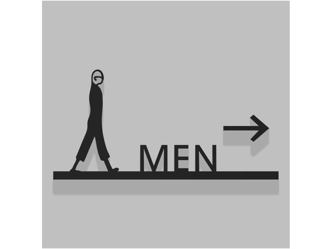 Sinalização 3d Com Setas Para Banheiros Masculinos E Femininos 22x10, 5cm 30x14, 6cm 35x17cm Sinalização Com Seta Para