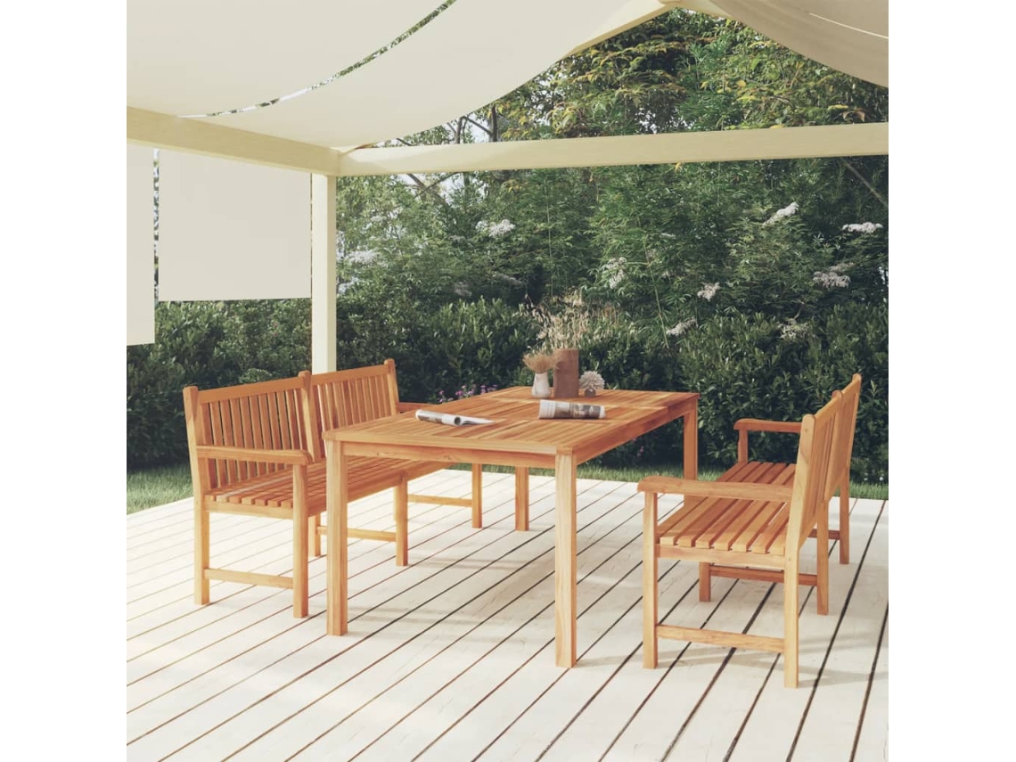 Vidaxl 3 Pcs Conjunto De Jantar Para Jardim Madeira De Teca Maciça