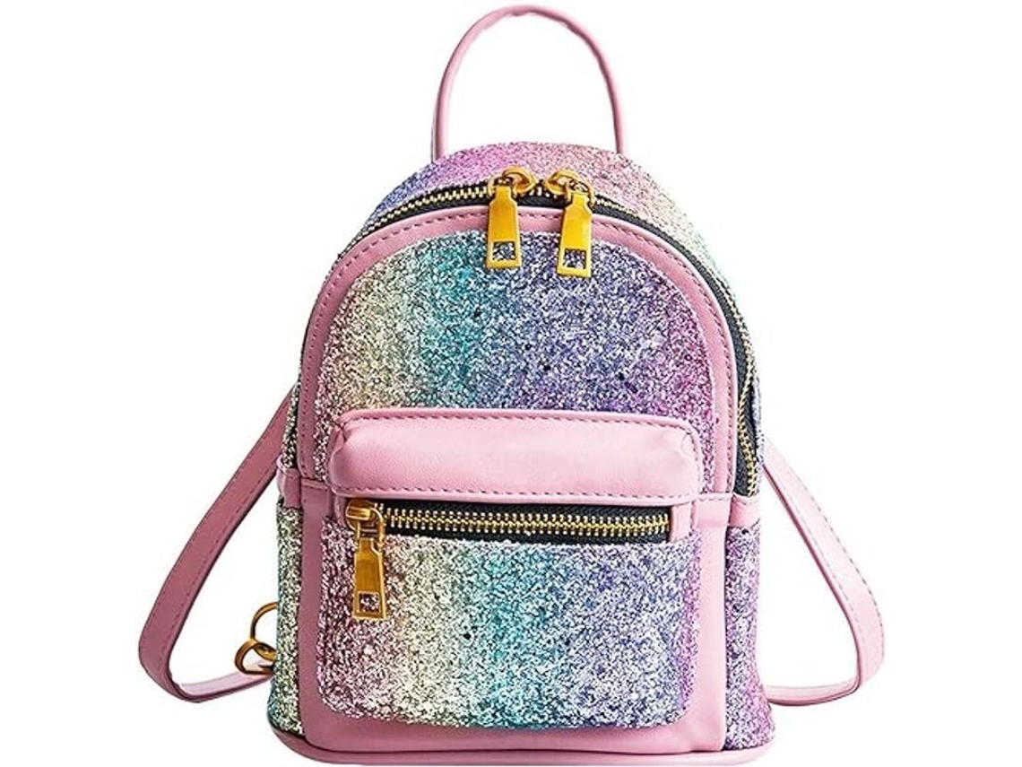 2026 mochila de Couro Falso com Lantejoulas Brilhantes para Meninas: Bolsa de Ombro com Fecho de Cremalheira e Alça Ajustável