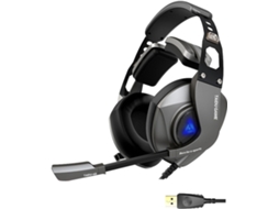 Fones de Ouvido para Jogos Usb com Microfone com Luz Colorida Ajustável Sobre a Orelha com Fio e Controles de Som JIAPEI (preto)