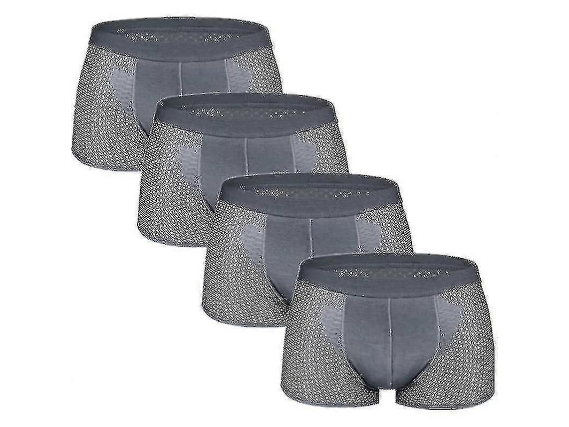 Calcinha Boxer Masculina de Malha Bambu Seda Gelada Material Fibra Bambu Nylon Spandex Uso Diário 4grey