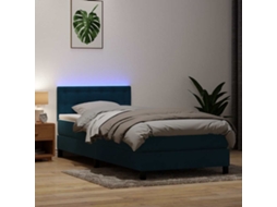 Vidaxl Cama Box Spring C/ Colchão E Led 80x220 Cm Veludo Azul-escuro