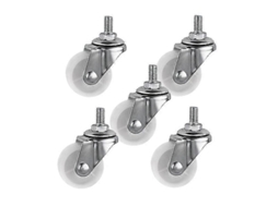 5 rodas de parafuso universal de PP branco, 1,5 polegadas, diâmetro 4cm, rosca M6, para molduras de exposição | S/MARCA
