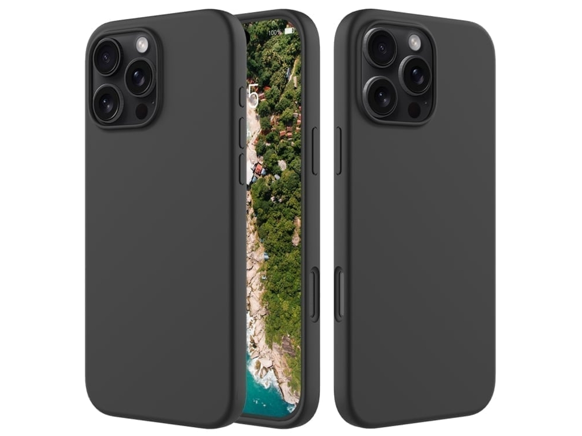 Capa De Silicone Para Iphone 16 Pro - Cor Sólida, Proteção Fina E Antiaderente - Preta
