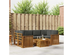 Vidaxl Conjunto De Sofás Para Exterior 7 Unid. Natural E Antracite