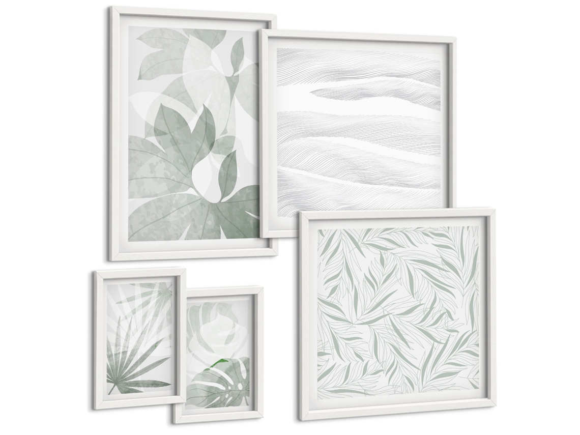 Conjunto De Pinturas Motivos Vegetais De Verde Espelharte (5 Peças)