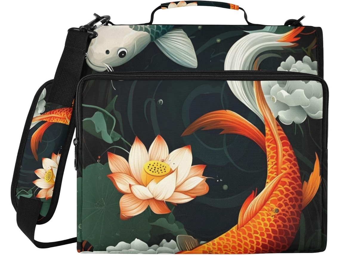 Koi Organizador De Fichário Em Formato Peixe Escola E Trabalho, Estojo Com Zíper Fichário De 3 Argolas