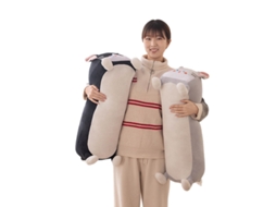 Travesseiro Longo de Pelúcia Gato de Orelhas Grandes, Brinquedo de Pelúcia Decorativo, Cinza Zangado CHABERLU