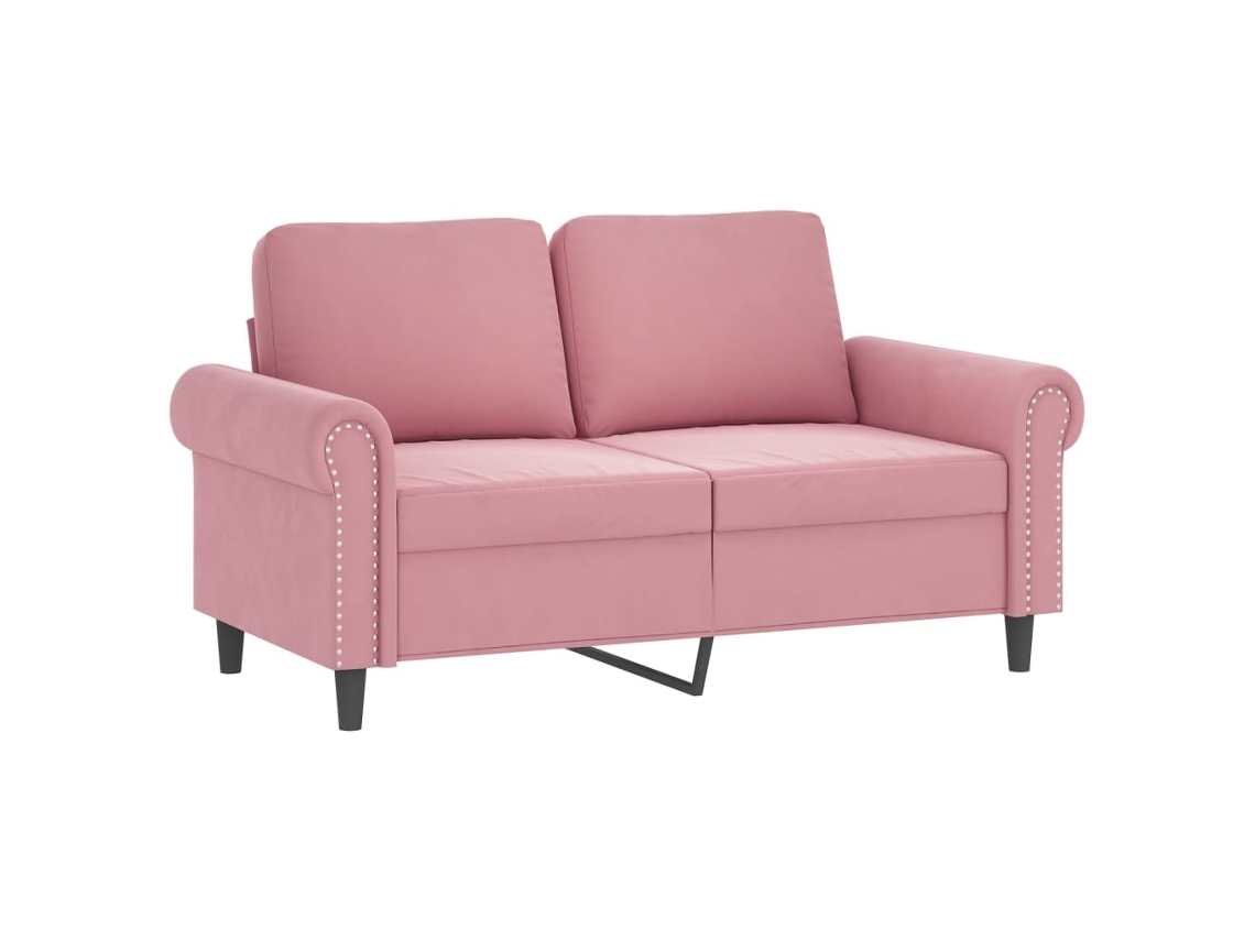 2 Pcs Conjunto de Sofás com Almofadas Veludo Rosa SYFAX