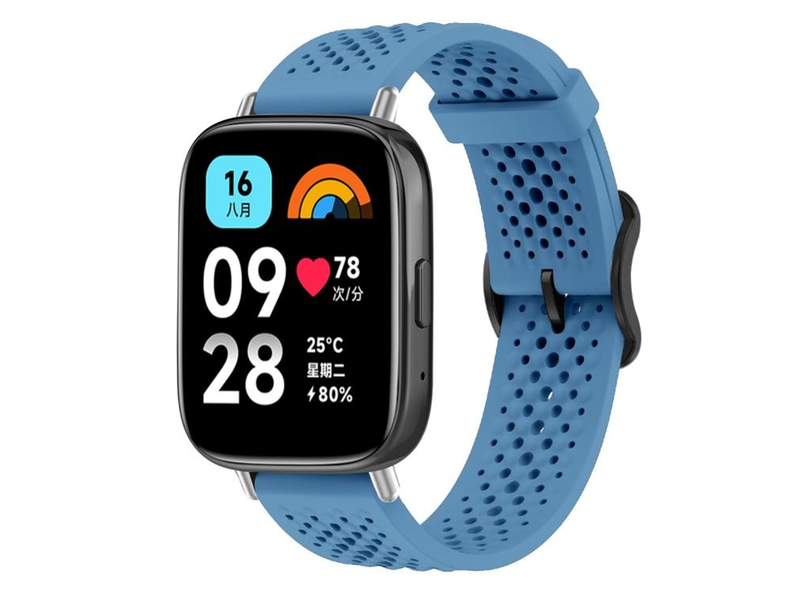 Bracelete para Redmi Watch 3 Active / Lite Silicone Respirável Fivela de Aço Preta Azul XIAOMOYU
