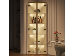 Vitrine Led 62x35x160 Cm – Branca, Luz Integrada, À Prova De Poeira, Vidro Temperado, Canto, Elegante – Para Livros, Vinhos E Decoração.
