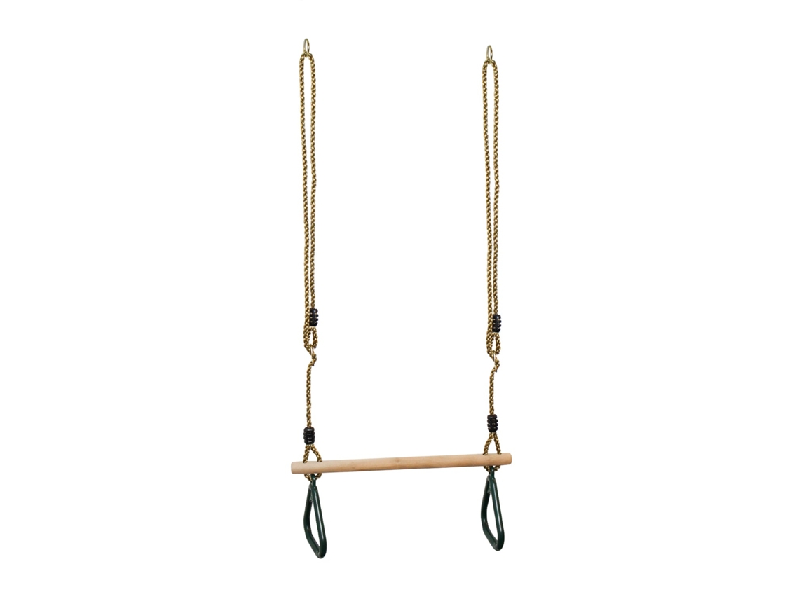 Leogreen Balanços Com Argolas De Ginástica, Balanço Trapézio De Madeira, Verde, 200 Cm, Material Plástico (pp, Pe), Madeira