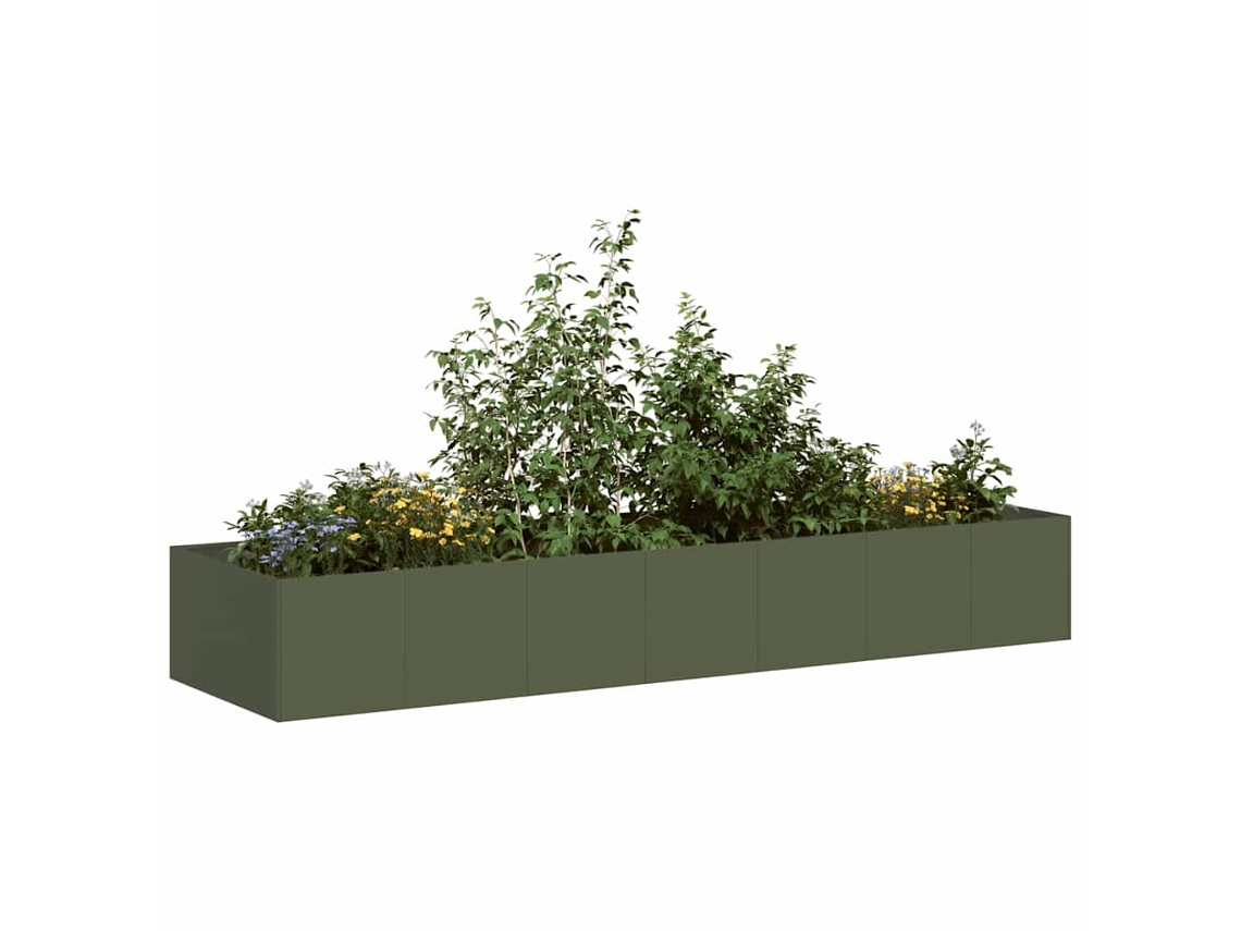 Vidaxl Vaso/floreira 280x80x40 Cm Aço Verde Azeitona