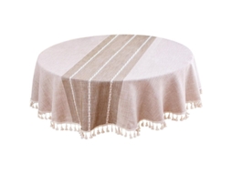 Rebe-mantel Redondo Linjou 140cm Para Mesa De Comedor, Picnic, Café Y Restaurante De Lino Algodón