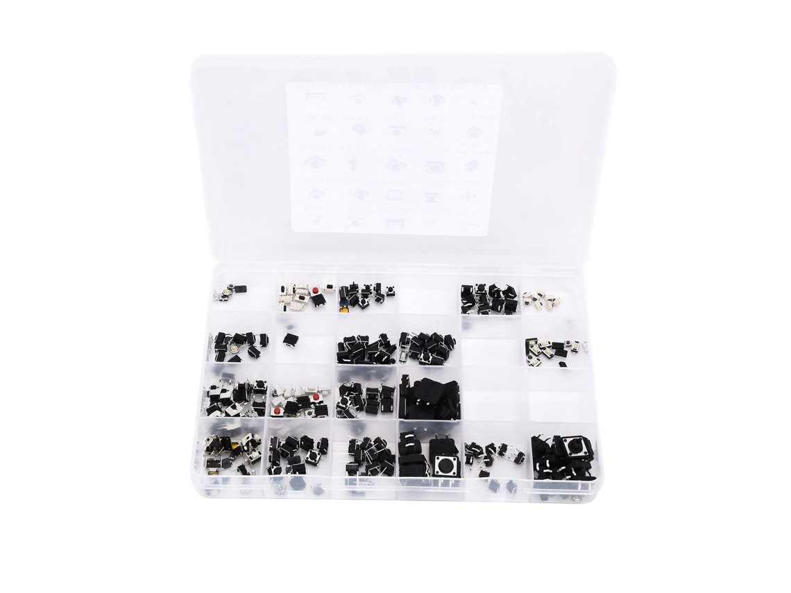 Kit de Interruptores Táteis Micro 250pcs com Botão Push para Eletrônicos